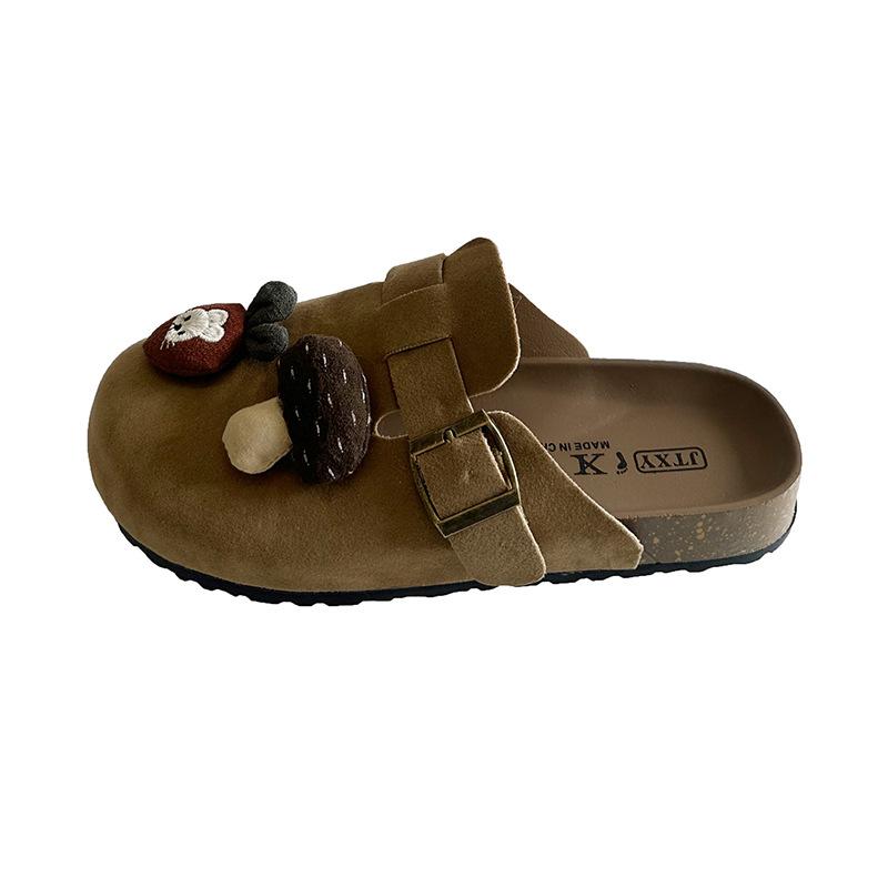 2025 spring and autumn new cartoon women's shoes soft sole cute bag head cool slippers solid color lazy slippers accessories