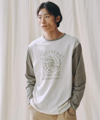 Yunibeosyeolobeolol Color Block Long Sleeve T-Shirt Ivory