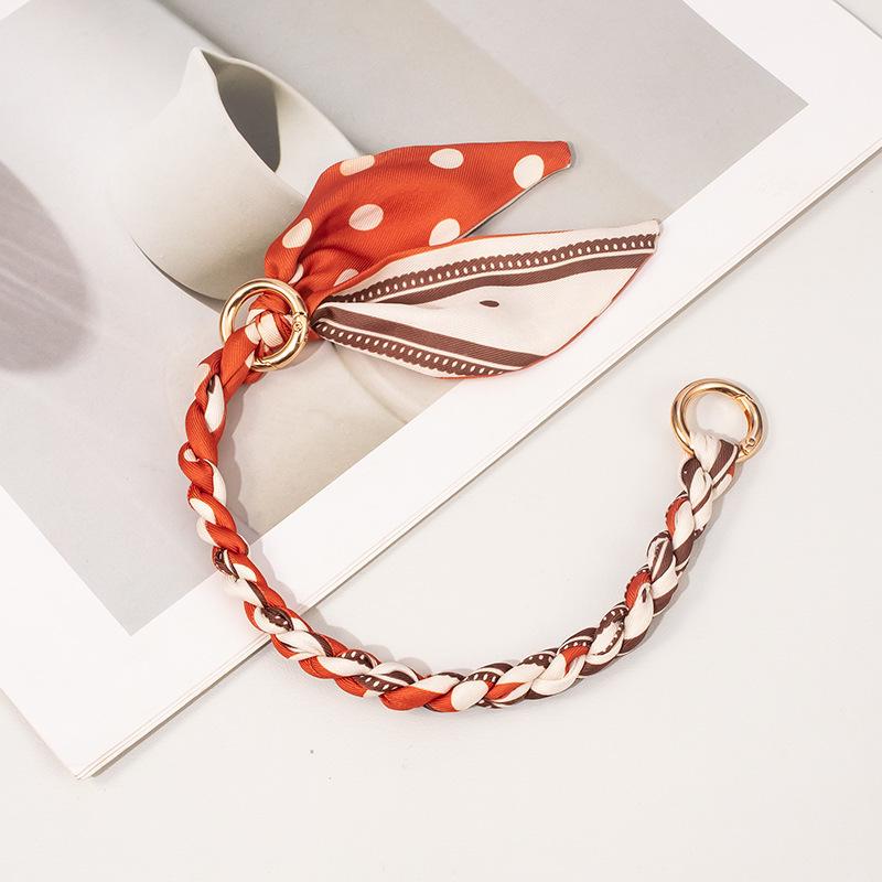 

Универсальный шелковый шарф-ремень для сумки с короткой цепочкой для сумки, продающейся отдельно, и аксессуарами для сумки для женщин Braided Silk Scarf Strap