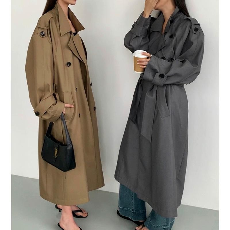 Parisian Dream Double-Breasted Trench Coat with Large Lapel - Women's 2025 Autumn Collection