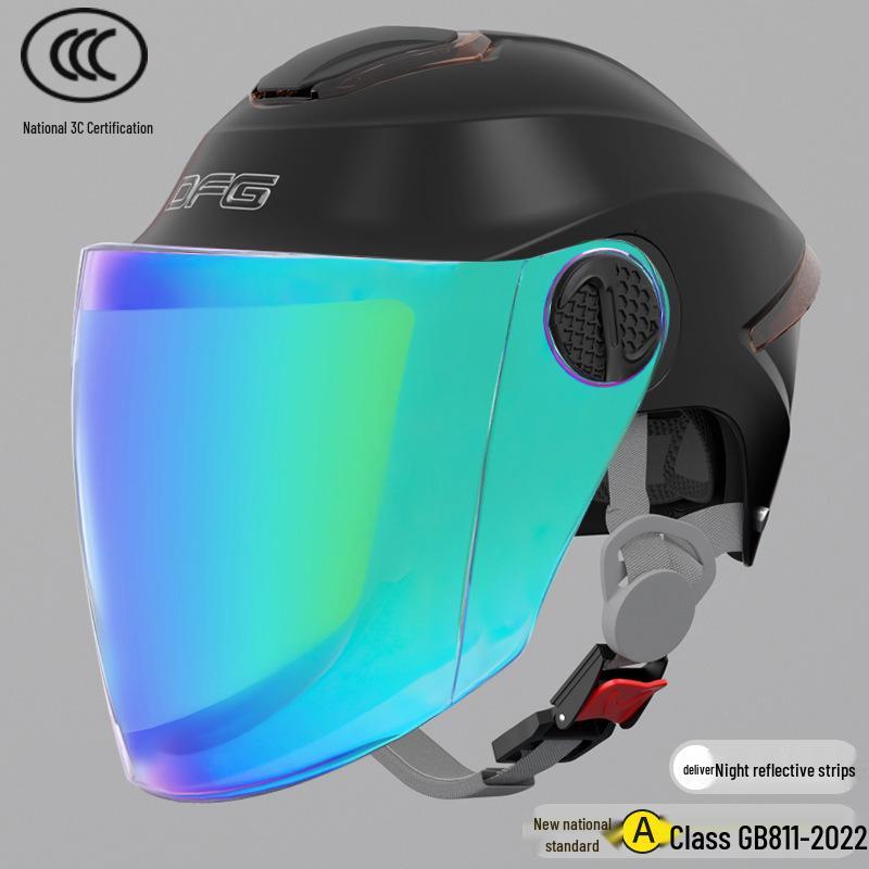 Certified Universal Half Helmet for Men & Women - Summer Sun Protection, All Seasons Motorcycle Use