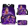 Set Zaino Scolastico CR7 per Bambini Tessuto Oxford Borsa a Doppio Scomparto con Tasca Frontale Astuccio Tracolla Ergonomico Dorsale