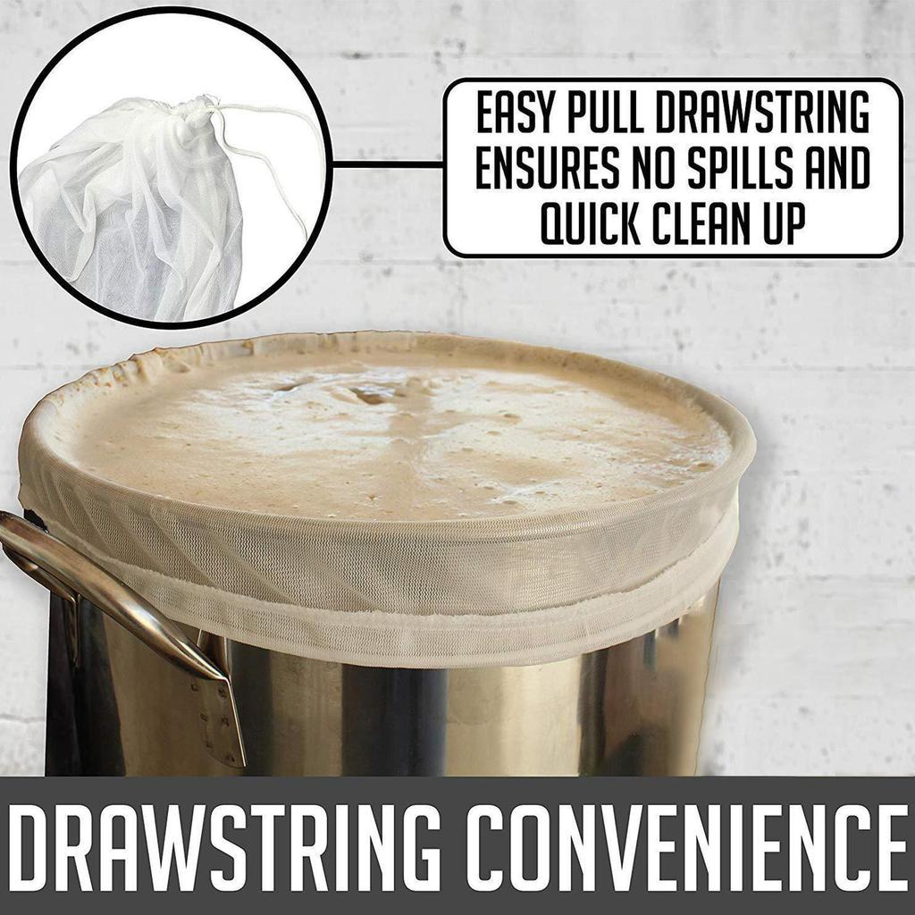 1pc Beer Homebrew Filter Bag for Brewing Malt Boiling Wort Mash Strainer Tool Washable Fine Mesh Strainer Bag Locking Clasp