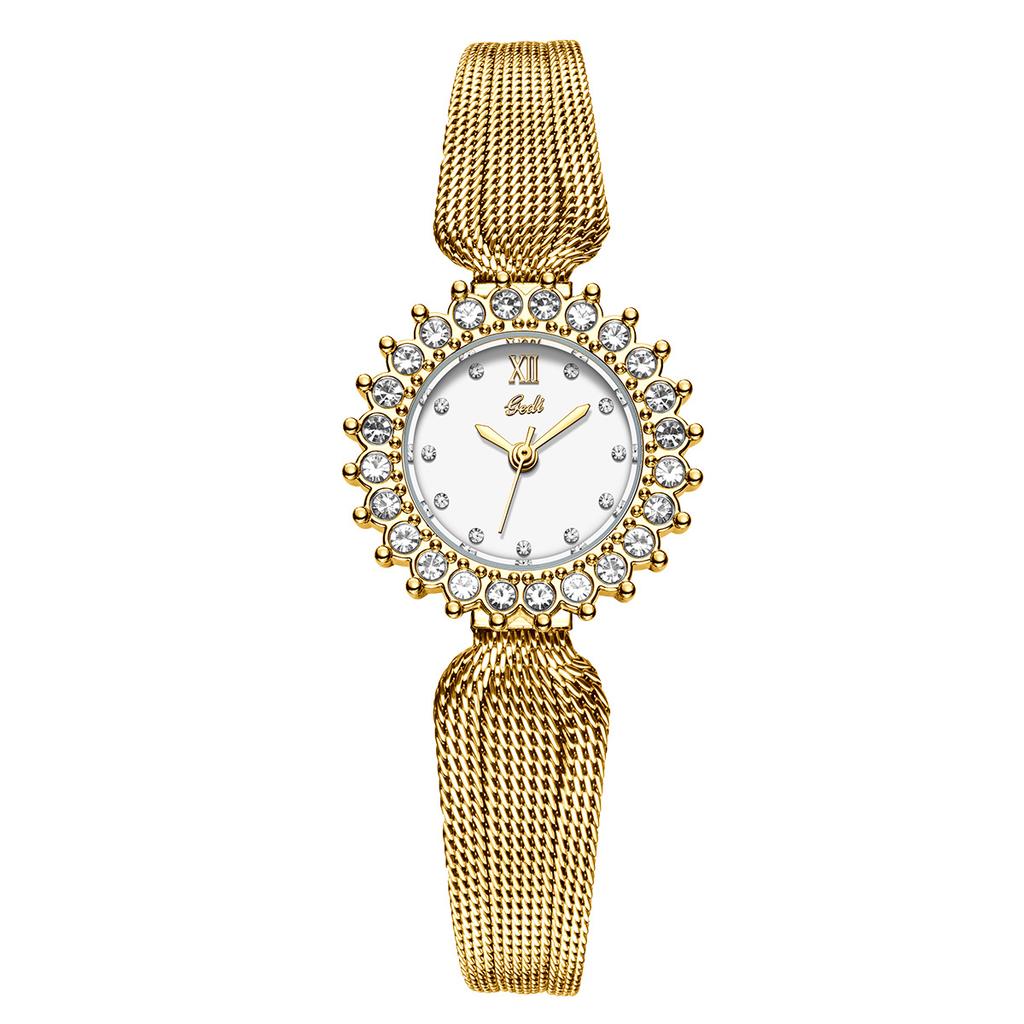 Mittelalterlicher Stil Diamantbesetzte Uhr Damen Leichter Luxus, Exquisite Mode, Elegantes und Hochwertiges Temperament Quarz Uhr