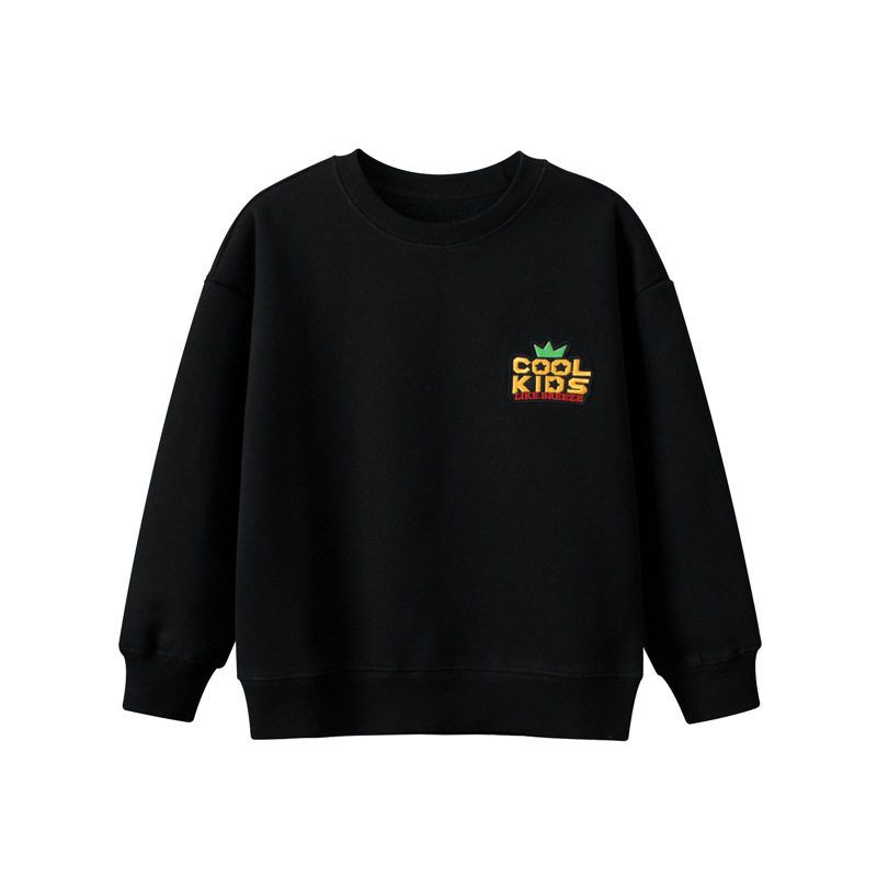 Autumn and Winter Sweater Fleece Letter-Printing Children s Pullover Black 165