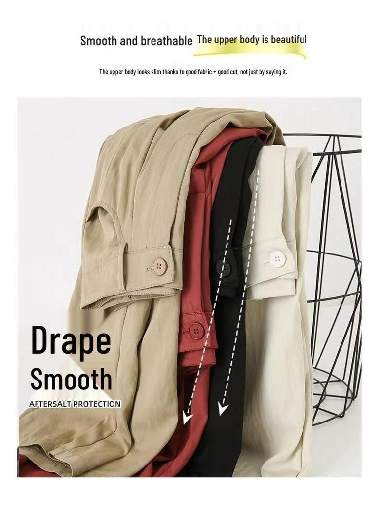 Petite Yamamoto Wide-Leg Pants for Women, High-Waisted Cotton Linen, Drapey Slimming Style, Perfect for Spring/Autumn, Suited for 145cm Height.