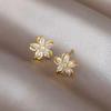 Dainty Flower Stud Earrings for Women Piercing Cartilage Ear Ring Cute Zircon Gold Color Women's Aesthetic Jewelry Gift