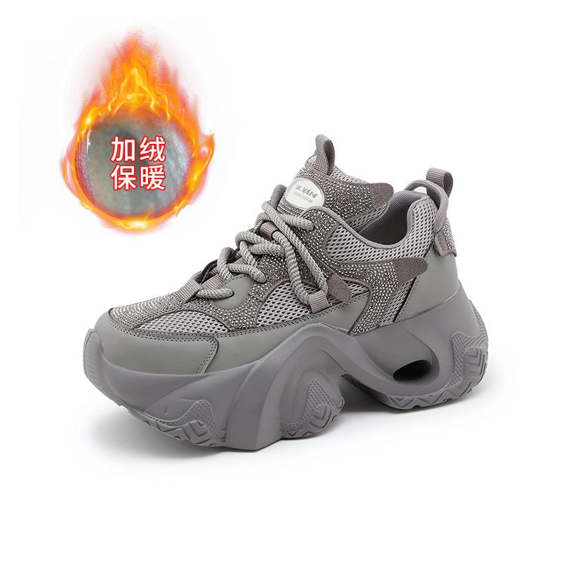 25211 Double mesh breathable dad shoes women's tide autumn new thick soles show small feet