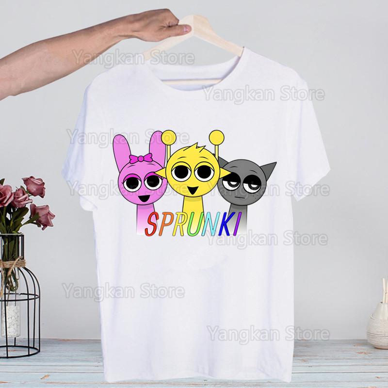 Sprunki Plush T Shirts for Guys O-Neck Short Sleeve Regular Mens Height Quality Men Hip-Hop Tee Shirt