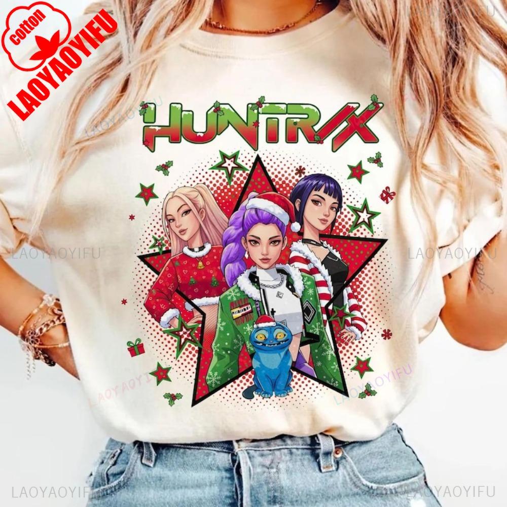 Christmas Huntrix Shirt Kpop Demon Hunter T-Shirt KPOP Christmas Gift Merry Christmas Tee Rumi Mira Zoey Holiday Kpop Tops