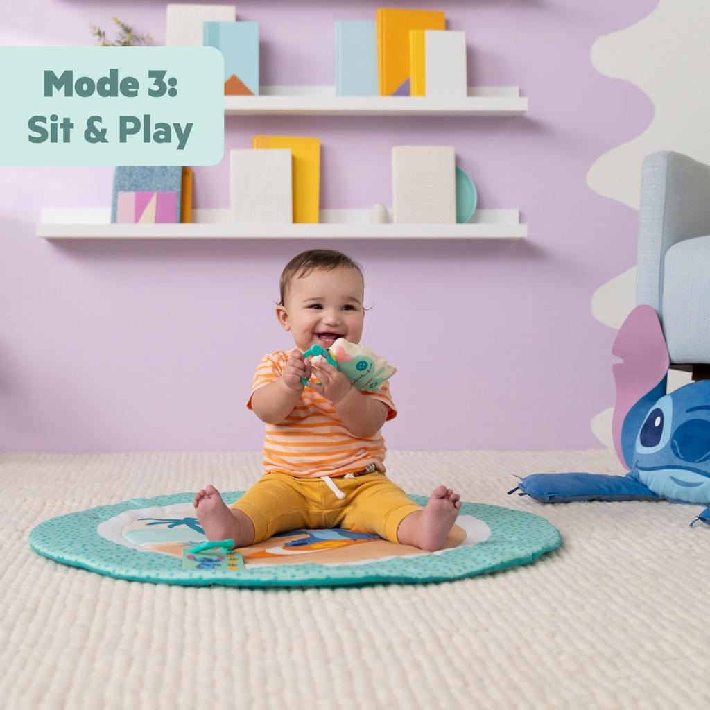 Bright Starts Disney Baby Stitch Party in Paradise Play Gym Mat with 5 including a removable Stitch plush Suitable for ages 0M and & Toys, toy. up.