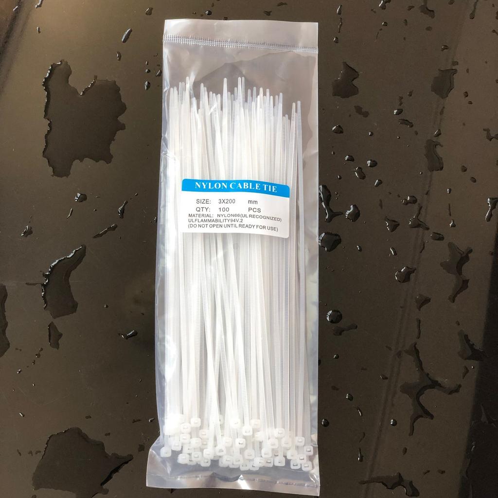 100 ks nylonových kabelových samosvorných plastových stahovacích pásek 3*100/3*150/4*200 MRO a průmyslové potřeby Spojovací materiál a hardware Kabely