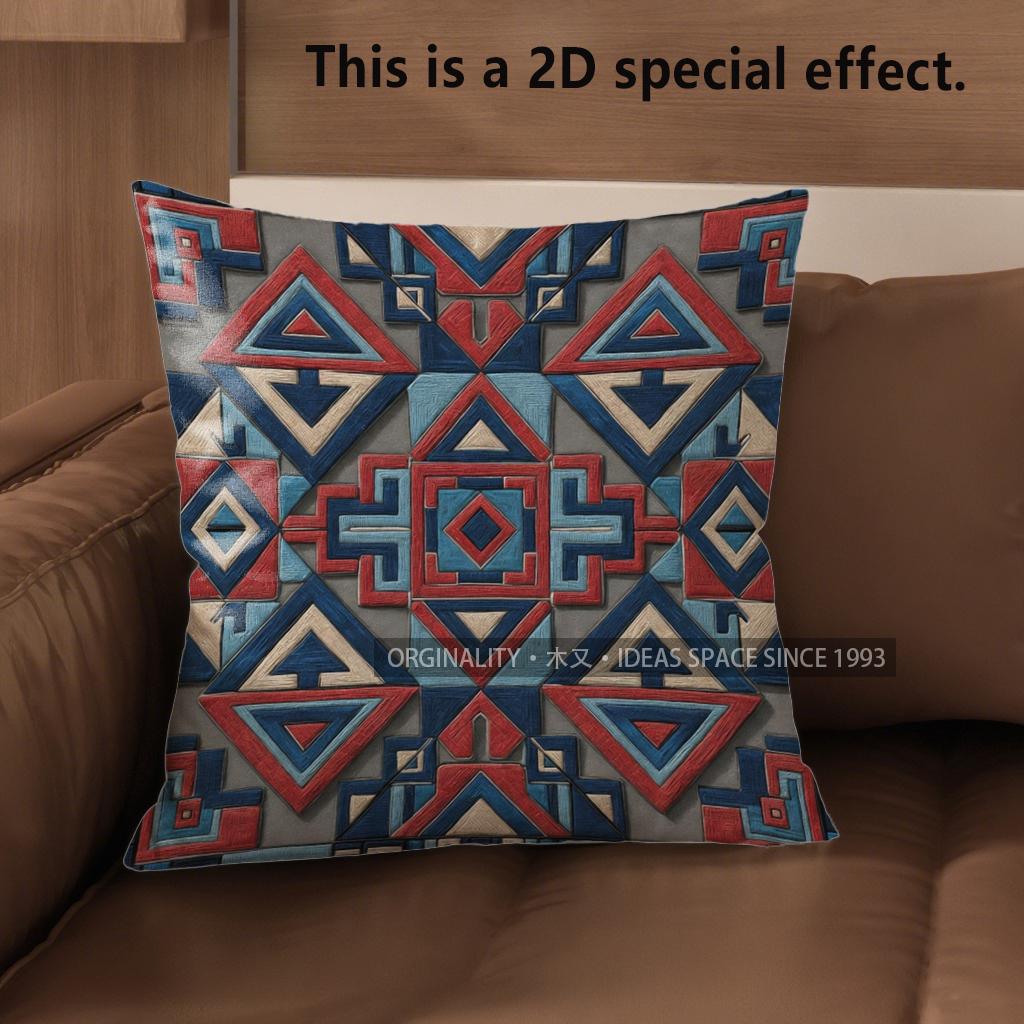 2D Boho Aztec Geometric Throw Pillow Covers Pattern Cushion Cover Suitable For Sofa Bedroom Car Pillow Cover