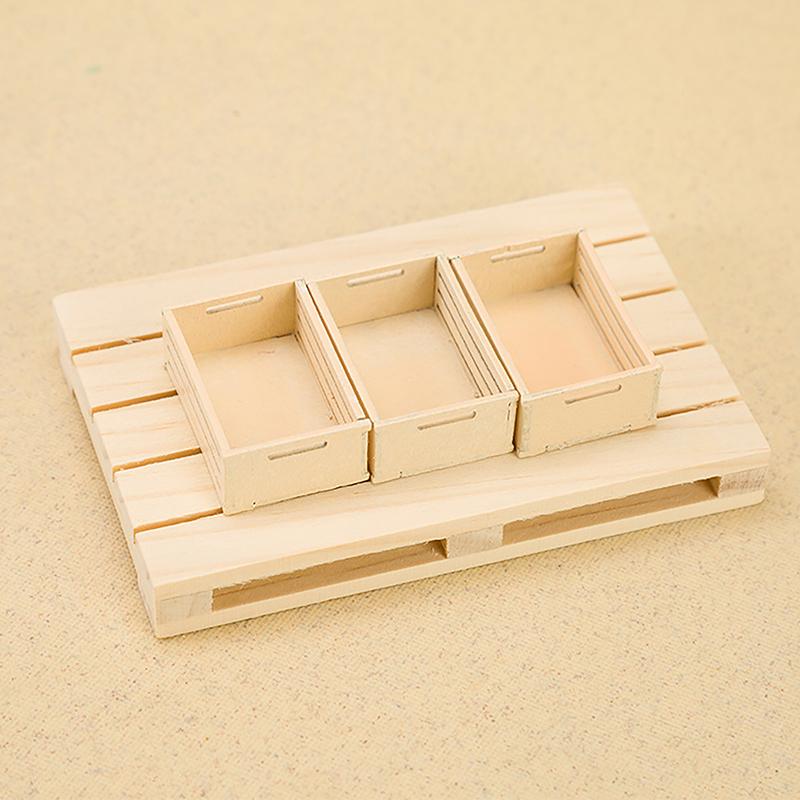 Miniature Furniture Simulation Rectangular Wooden Tray Model Mini Card Board Cartoon Decor Toys 1/12 Dollhouse Accessories