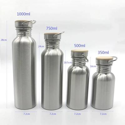 Edelstahl-Wasserflasche mit Griff 1000 ml/750 ml/500 ml/350 ml Sport-Metallflaschen Reisen Radfahren Wandern Camping Fahrradflasche