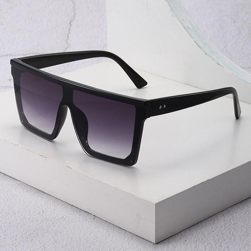 Retro Big Frame Women Sunglasses Brand Black Square Gradient Uv400 Cool Men Sunglasses One Piece Designer