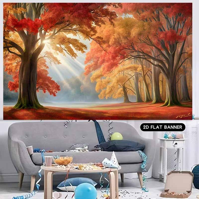 2D Plane, 1 Piece. Autumn Maple Leaf Pumpkin Thanksgiving Background Banner Banner Set
