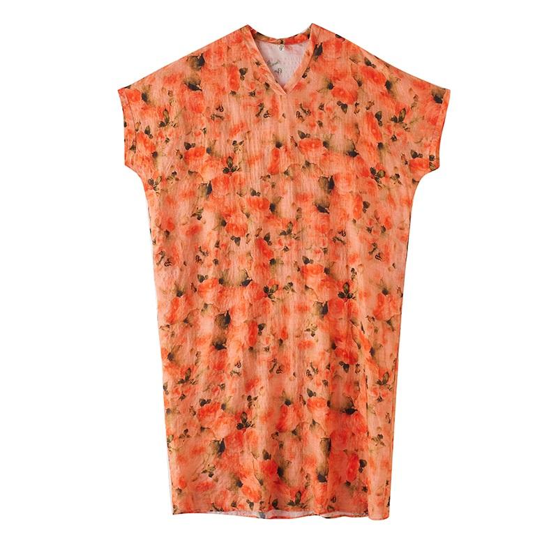 Short Sleeve Plus Size Cotton Vintage Floral New In Dresses for Women Casual Loose Maxi Long Summer Dress