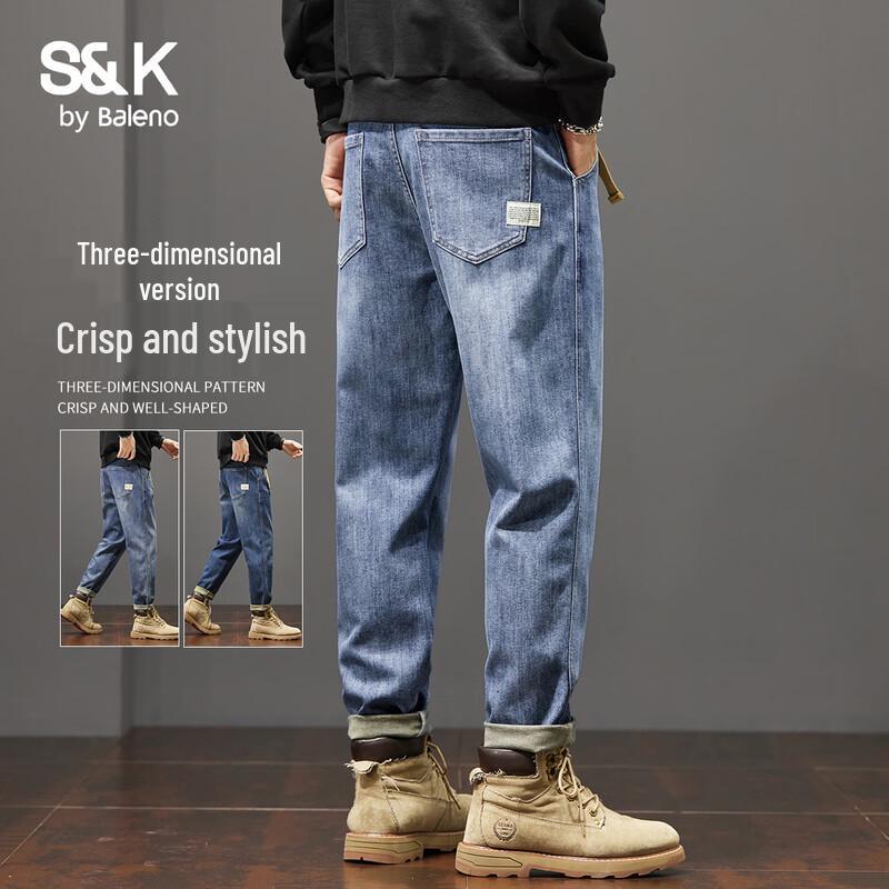 Baleno S&K Series Men s Retro Loose Straight-Fit Jeans 34
