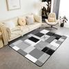 Modern Abstract Curve Print Area Rug, Black Pink & White Design Non-Slip Floor Mat for Living Room Bedroom Home Decor Carpet