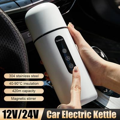 Copo Aquecedor de Carro Chaleira Elétrica Portátil para Carro Copo Misturador Automático Aço Inoxidável Aquecedor de Água Garrafa Display LCD Chaleira de Café