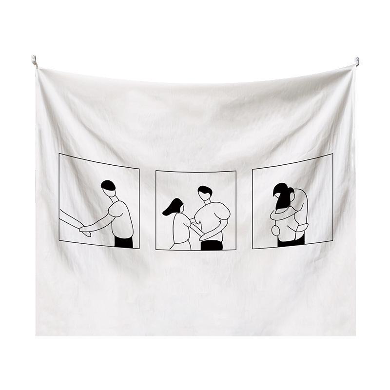 Couple Abstraction Tapestry Home Bedroom Hanging Dormitory Decoration Background Decor White Line Art Wall Hanging Tapestry