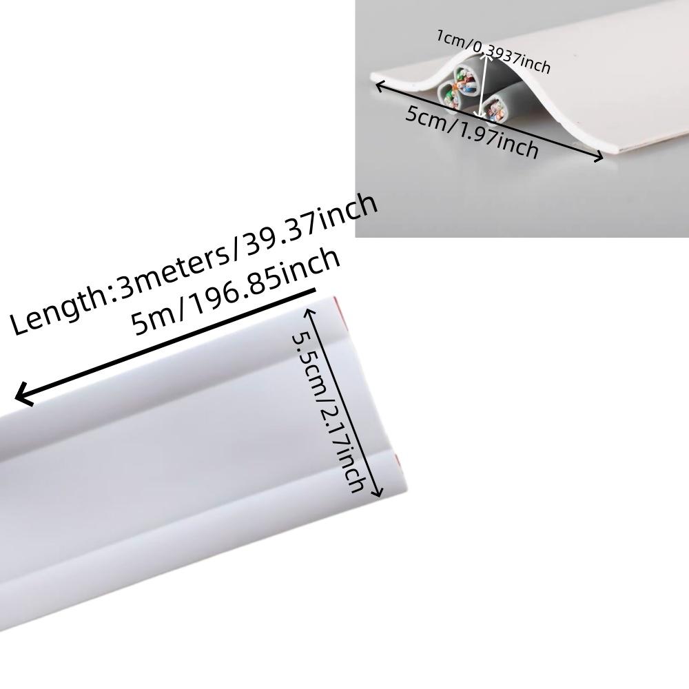 1 Roll 118.11inch Self-Adhesive Long Cable Protector, TV Cable Management Cord Hider Cord, Floor Cable Cover for Office Cable Ma