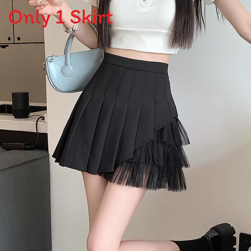 Polyester Pleated Mini Skirt For Women With Mesh Fabric Summer Fashion For Streetwear