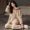Can Be Worn Outside Coral Velvet Pajamas Women's Winter Two-piece Set Thickened Fleece Flannel Loose Large Size Warm Loungewear