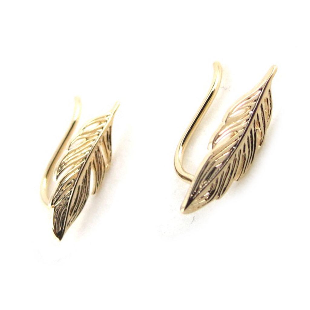 Les Trésors De Lily [N1803] - Gold Plated 'Gold Leaf' Earrings - 15x5 Mm