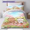Bubu Dudu Cartoon Pattern Bedding Set Quilt Cover Pillowcase Home Decor Gift (1 * Duvet Cover + 2 * Pillowcase, Without Core)