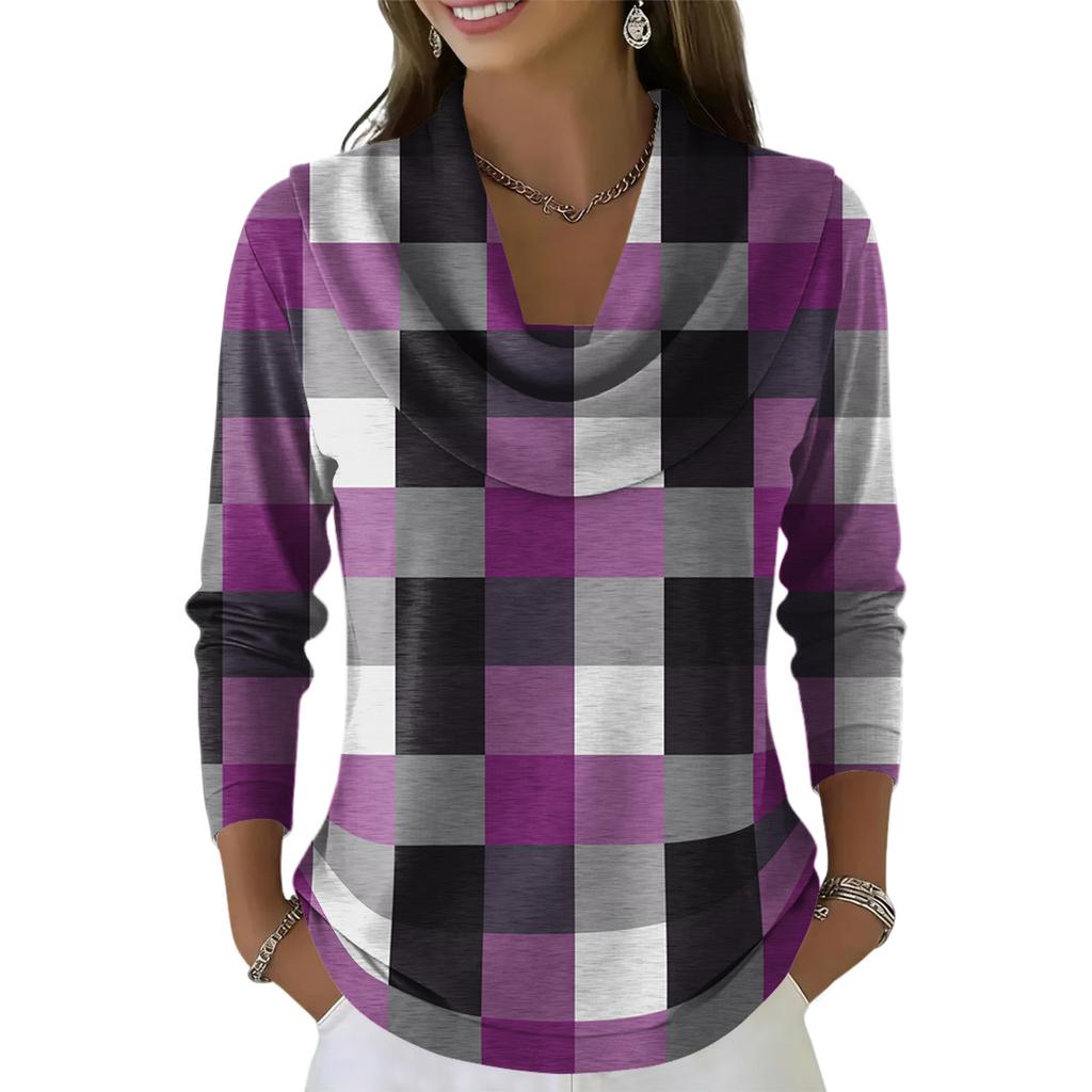 Dámský ležérní a módní svetr s dlouhým rukávem a potiskem, kulatým výstřihem