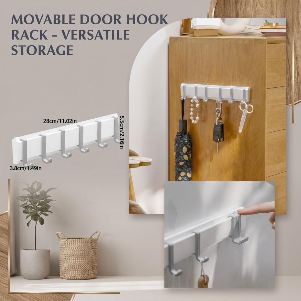 Wall Mounted Hook Rack Over Door Hanging Rack Multi Hook Organizer for Kitchen Bathroom Storage Space Saving Durable Design