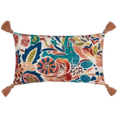 Wylder Aquess Tassel Floral Cushion Cover 30cm x corail