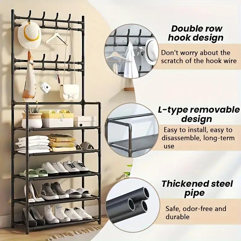A Clothes Hanger and Shoe Rack At the Entrance, Used for Storing Shoes, Clothes, Jackets, Hats, Bags, Umbrellas In the Hallway