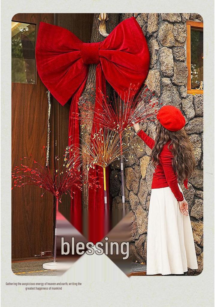 Red Velvet Bowknot: Large New Year & Christmas Decoration for Mall & Photo Background
