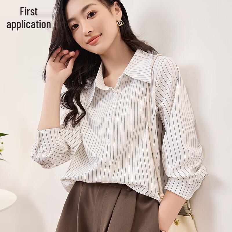 Chushen Women s Striped Long-Sleeve Shirt S136C2744 M
