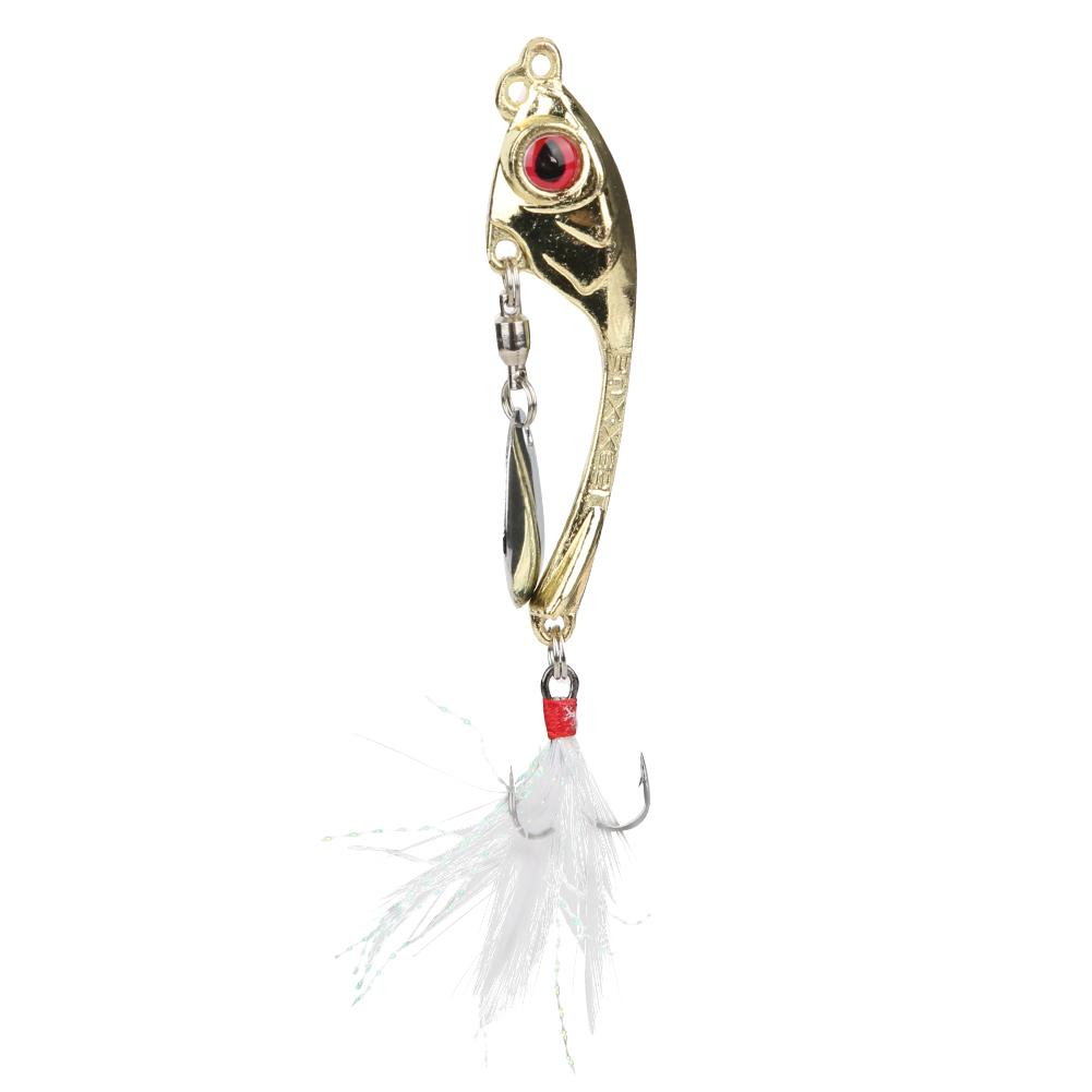 Zinc Alloy Rotating Feather Hook Sequin Lifelike Artificial Bait Fishing Lure Swimbait Accessory