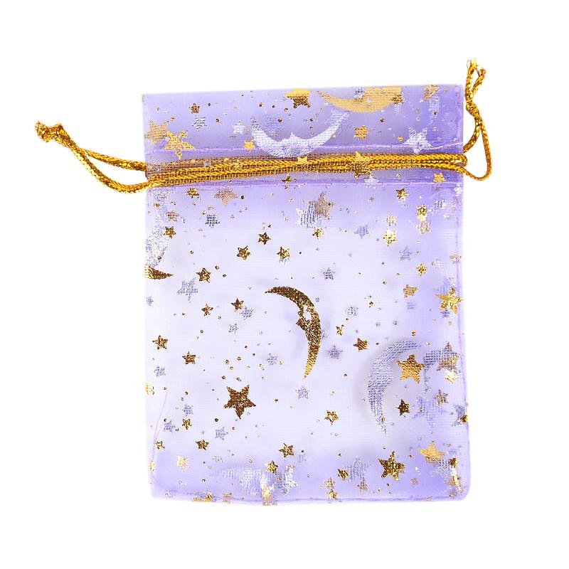 50Pcs Moon Star Drawstring Organza Bags Eid Mubarak Ramadan Candy Gift Packing Bag Jewelry Pouch Wedding Party Decoration Supply