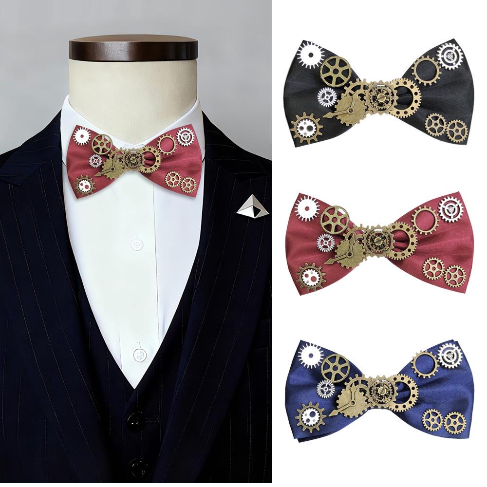 Men's Steampunk Bow Tie Corsage with Bowknot Design