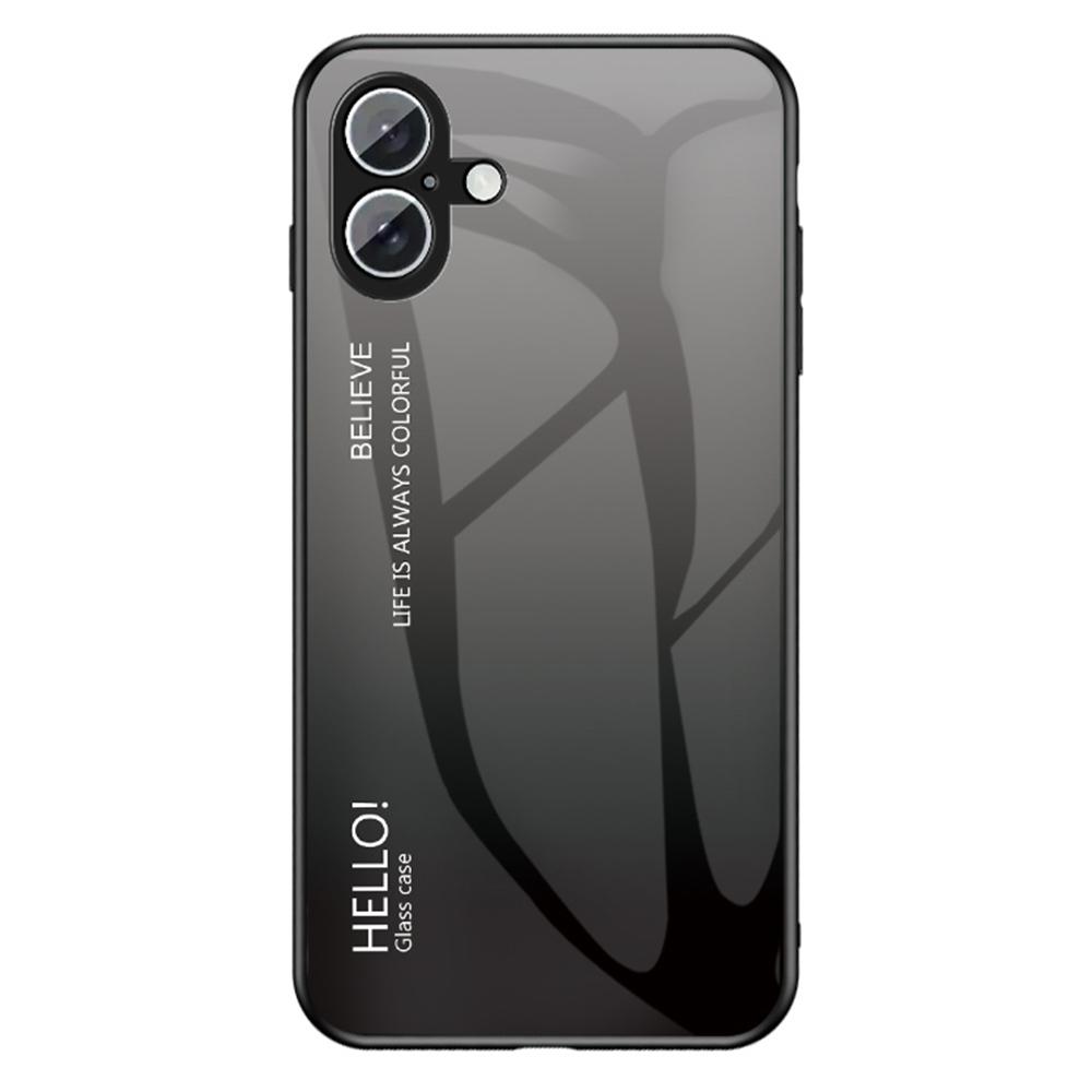 For iPhone 16 Case Anti-Scratch Tempered Glass+PC+TPU Phone Cover