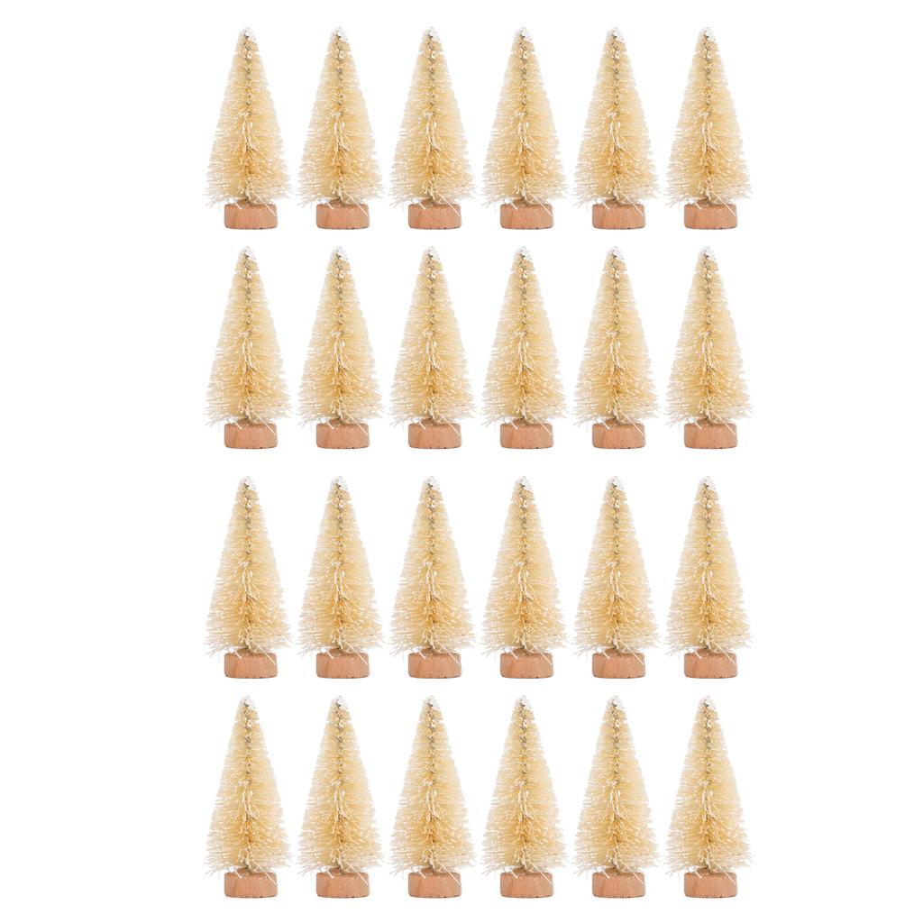 24PCS Mini Christmas Tree Artificial Christmas Tree with Wooden Base Christmas Table Decoration