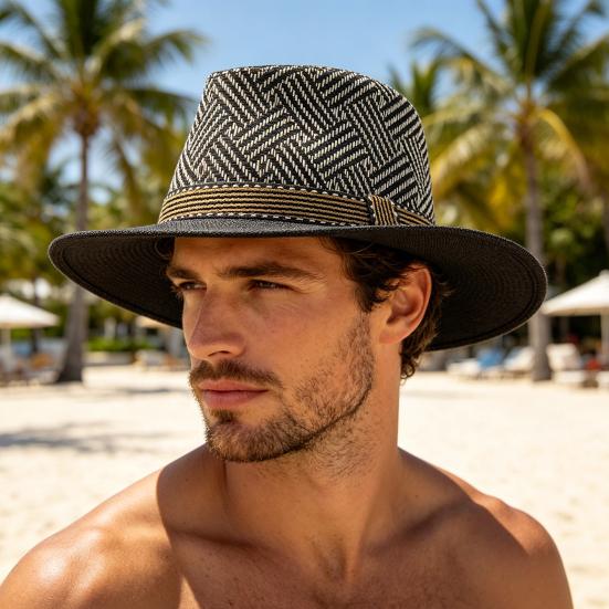 Yousheng Summer Jazz Hat, Lightweight Breathable Mesh Design Sun Protection Hat, Outdoor Travel Picnic Concert Hat