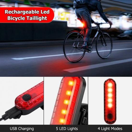 1-6packs LED Bike Bicycle Taillight Cycling Rear Safety Warning USB Rechargeable