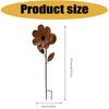 Iron Flower Garden Stake with Brown Finish, Raised Flower Head, Leaf Shape, and Long Stem for Direct Placement In Soil, Lawns, and Outdoor Plantings