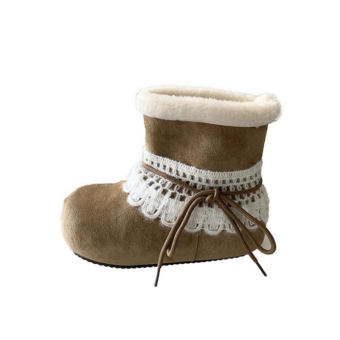 Autumn Winter New Women's Short Snow Boots Thickened Heightened Fleece Lined Warm Slip-on Cozy Casual Cotton Shoes for Women