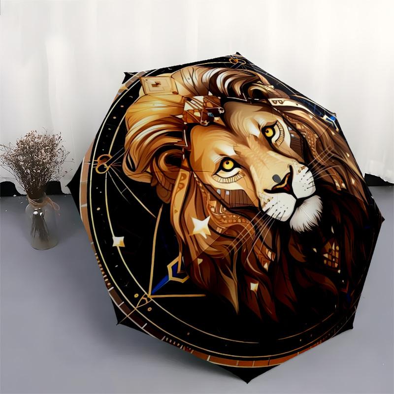 1pc Golden Lion Emblem Umbrella with Plastic Handle,Suitable for All Seasons Home Travel Outdoor UmbrellaDD574