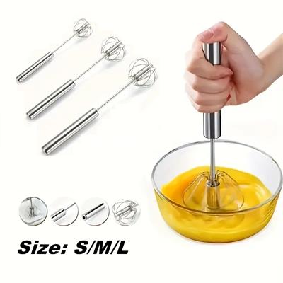 Semi-automatische Eierklopper 304 Roestvrij Staal Eierklopper Handmatige Handmixer Zelfdraaiende Eierroerder Keukenaccessoires Eiergereedschap
