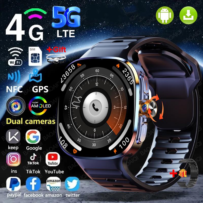 4G Full Network Smart Watch Mens 2.40 Inch Big Screen Video Call 16GB+256GB RAM 2100mAh Google Play WIFI GPS Sim Card Smartwatch