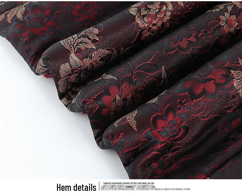 Warm Embroidered Cotton Tang Suit Jacket for Middle-Aged & Elderly Women - New Chinese Style, Fleece-Lined, Loose Fit
